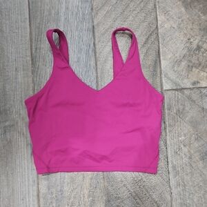 Dark Pink V-Neck Lined Sports Bra